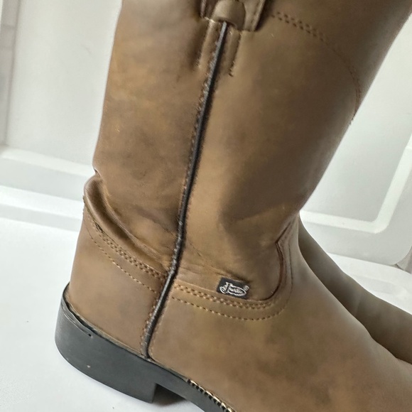 JUSTIN BOOTS BASICS JBL3001 7.5 B Brown Leather Mid-Calf Boot Western Roper Work - Picture 5 of 13